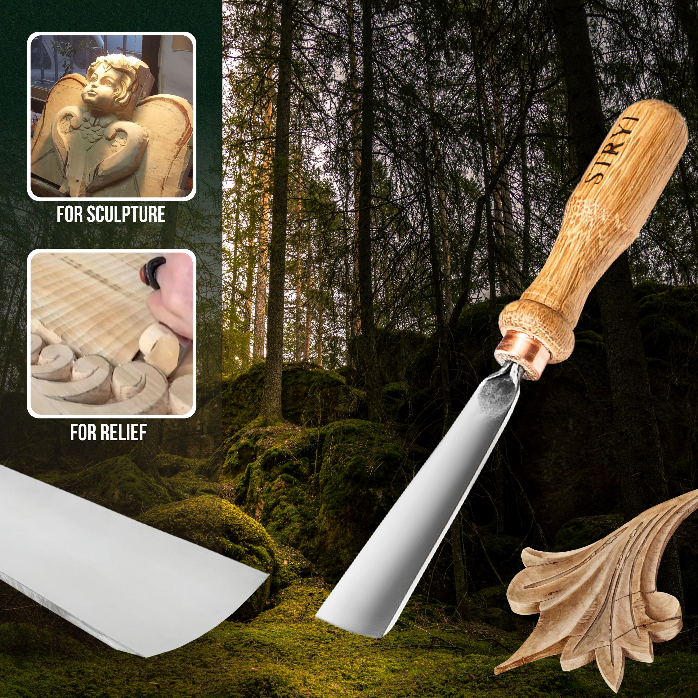 Gouge #5 profile, Straight chisel STRYI Profi, Stryi carving tools, Gouges, Forged tools