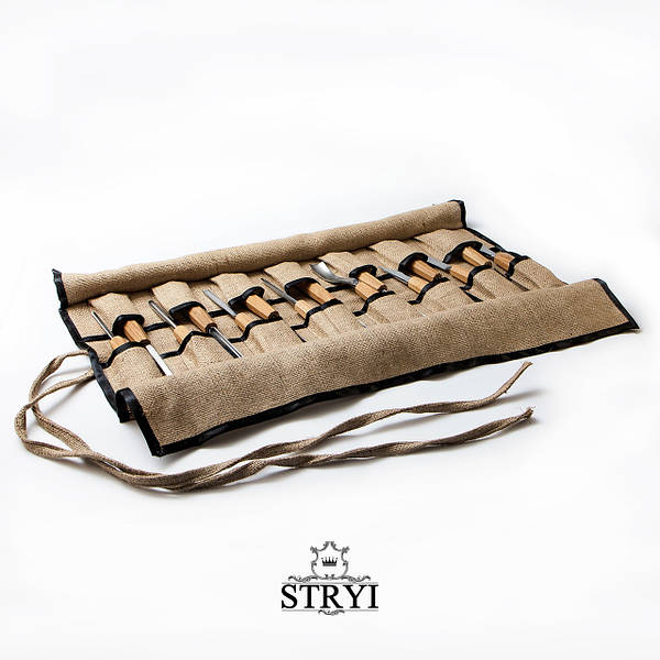 Burlap Storage Roll-case for storage 15 chisels, Tool organiser