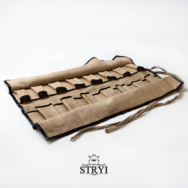 Burlap Storage Roll-case for storage 15 chisels, Tool organiser