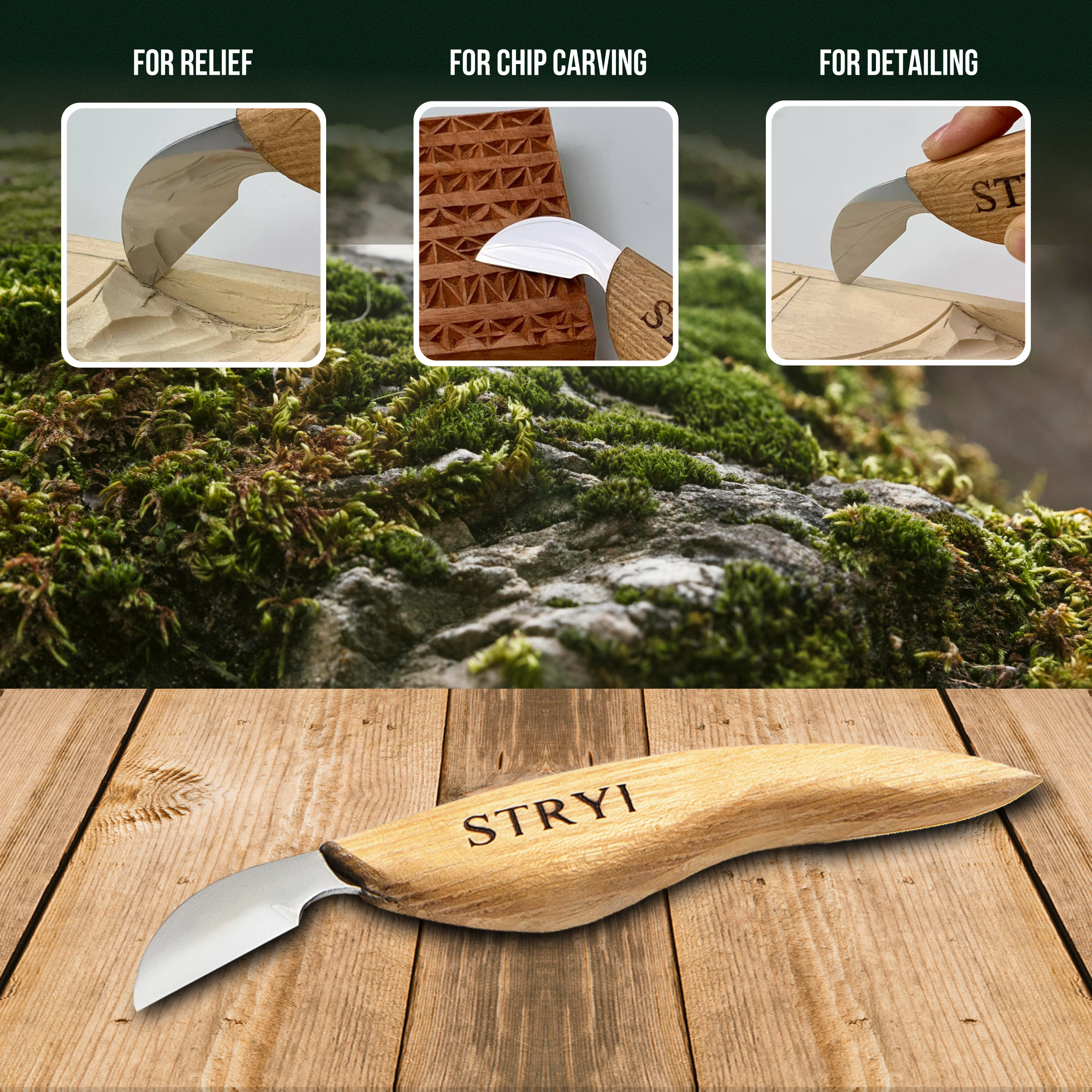 Knife for chip carving 30mm STRYI, Carving knife, Carving tools, Forged knife, Stryiwoodcarving