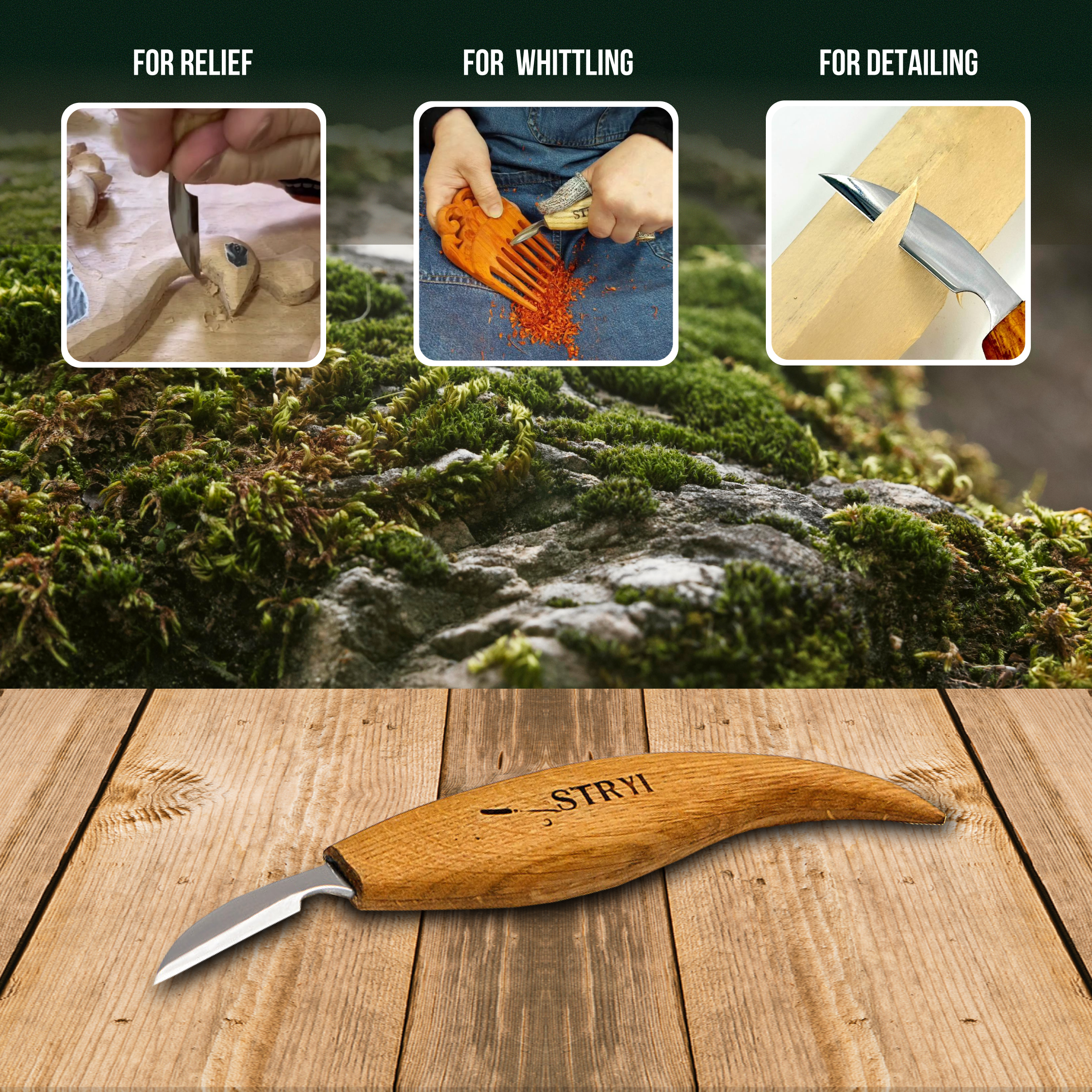 Chip and detailing carving knife 38mm STRYI Profi, Carving knives, Knife for woodcarving