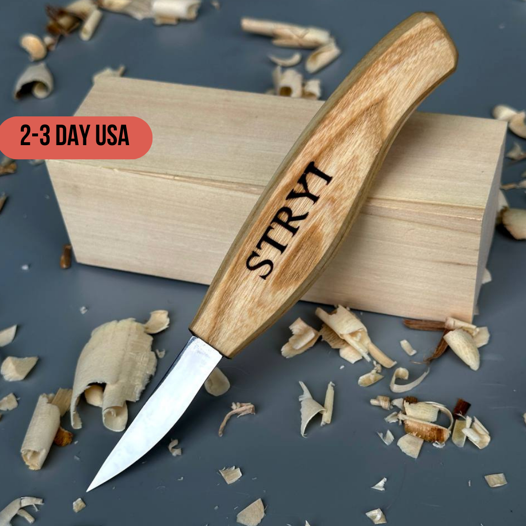 Schnitzmesser zum Holzschnitzen 58mm STRYI Profi, Sloydmesser, Schnitzfiguren, Schnitzmesser
