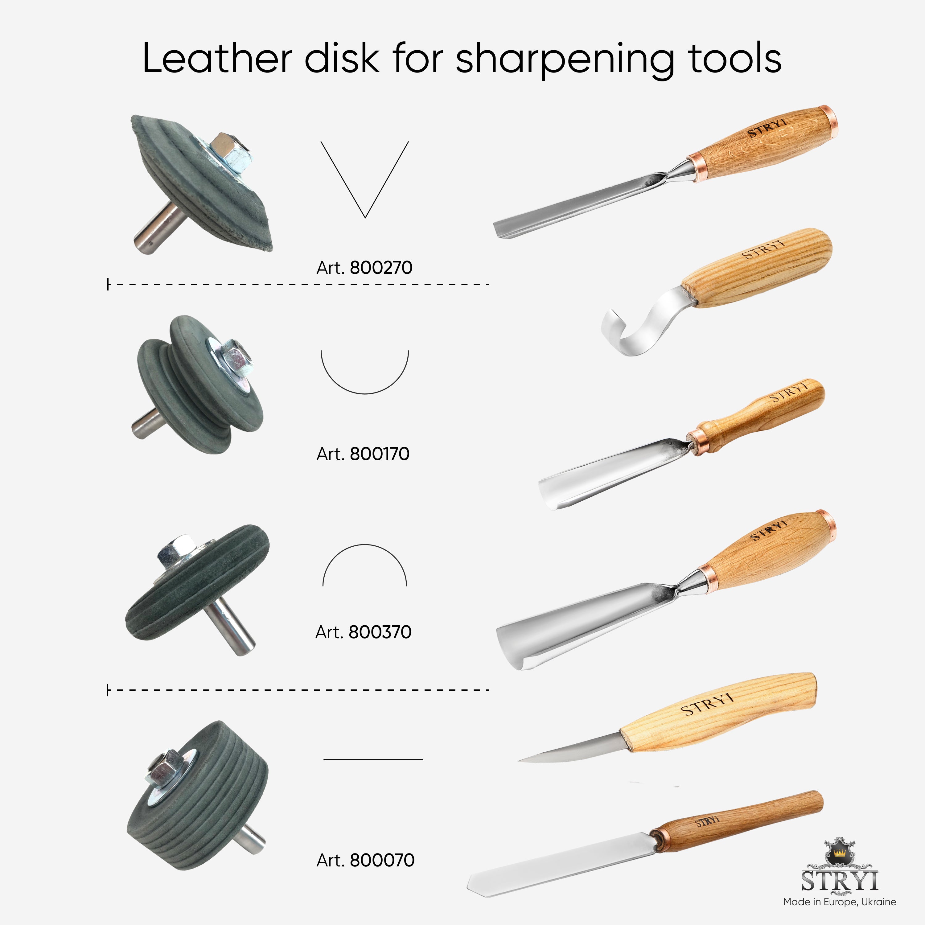 Leather disk for sharpening with polishing paste, Leather wheel for sharpening, Sharpening tools