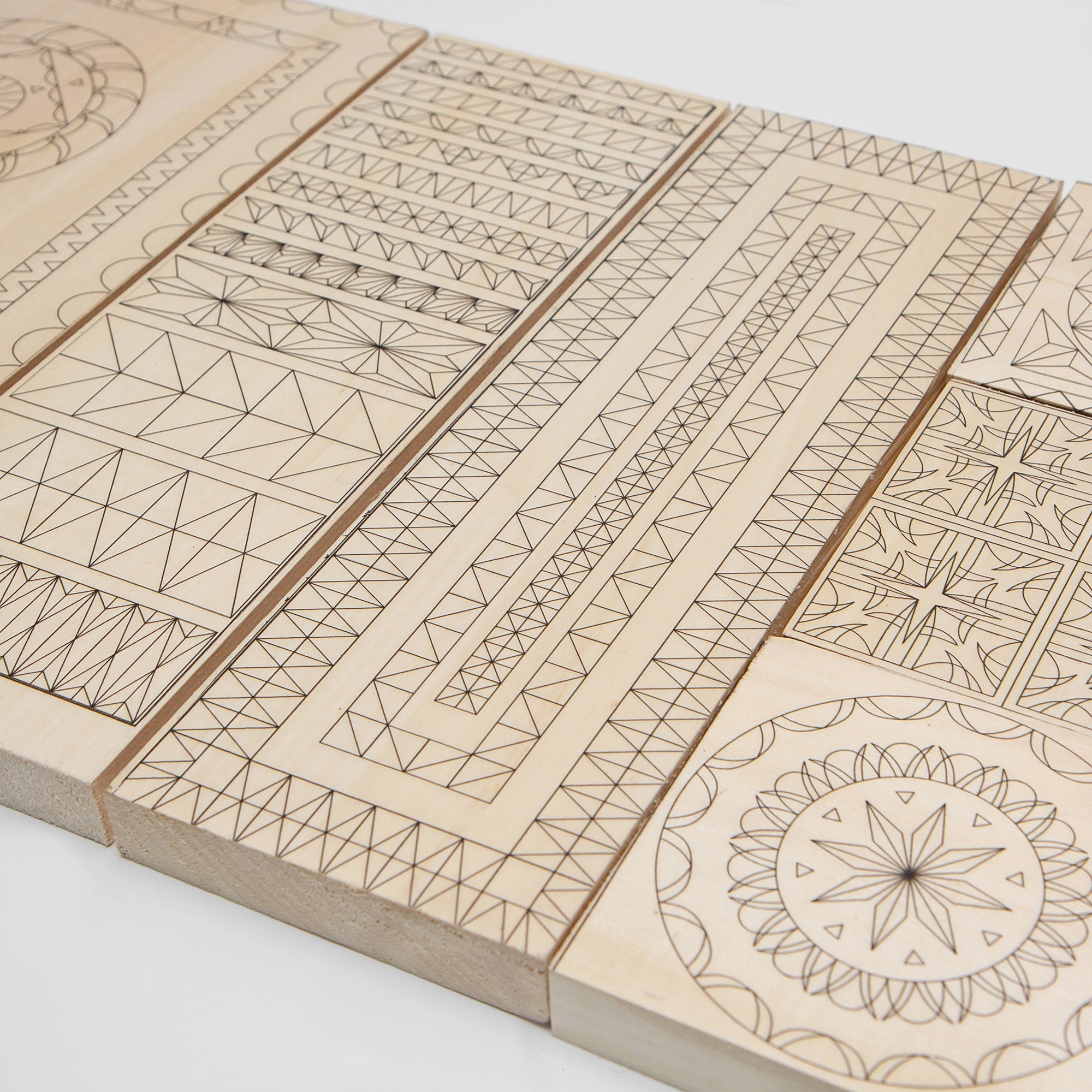 Basswood blanks set, 9pcs, printed with carving patterns