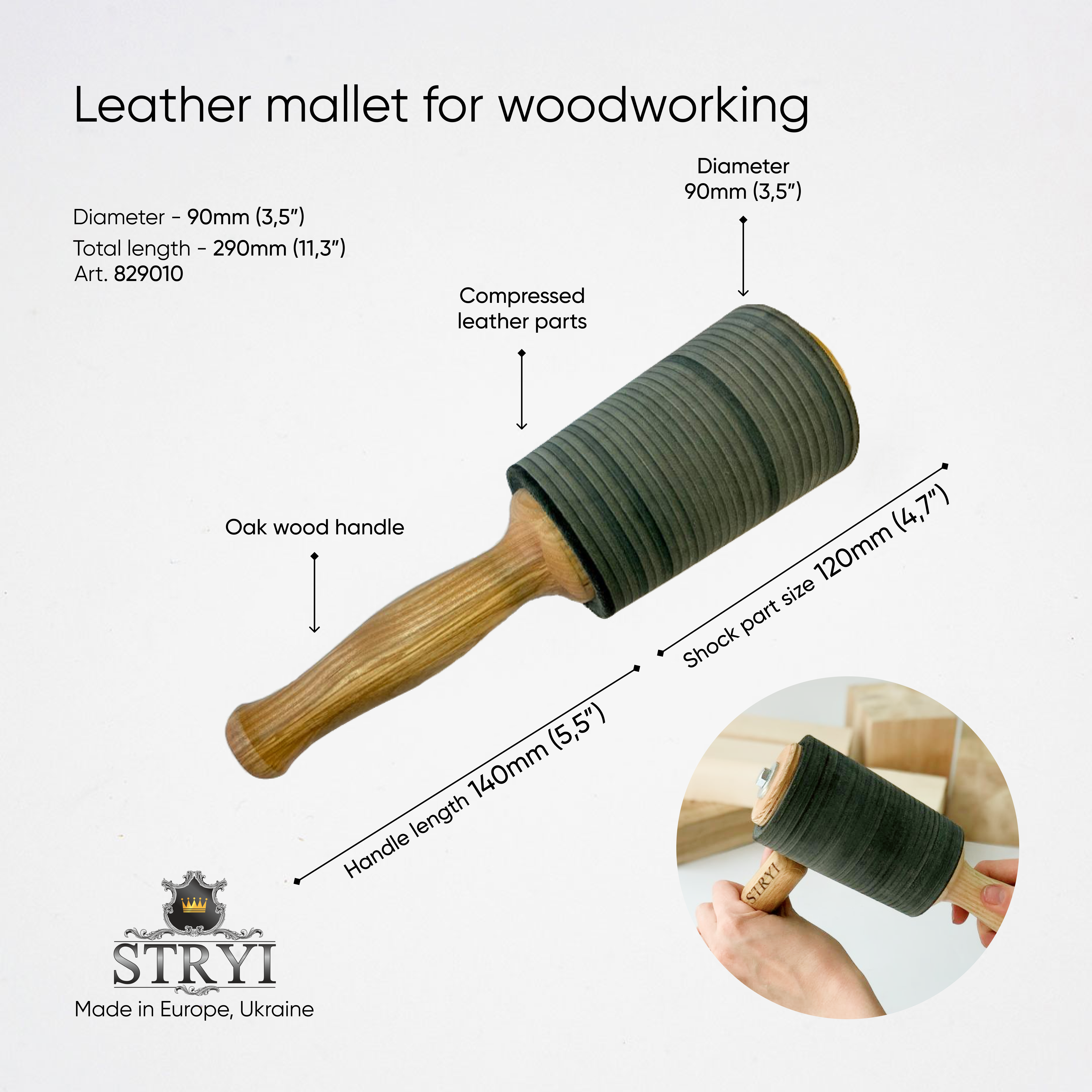 Mazas para proyectos forzados en carpintería, procesamiento de piedra, para trabajos de escultura.