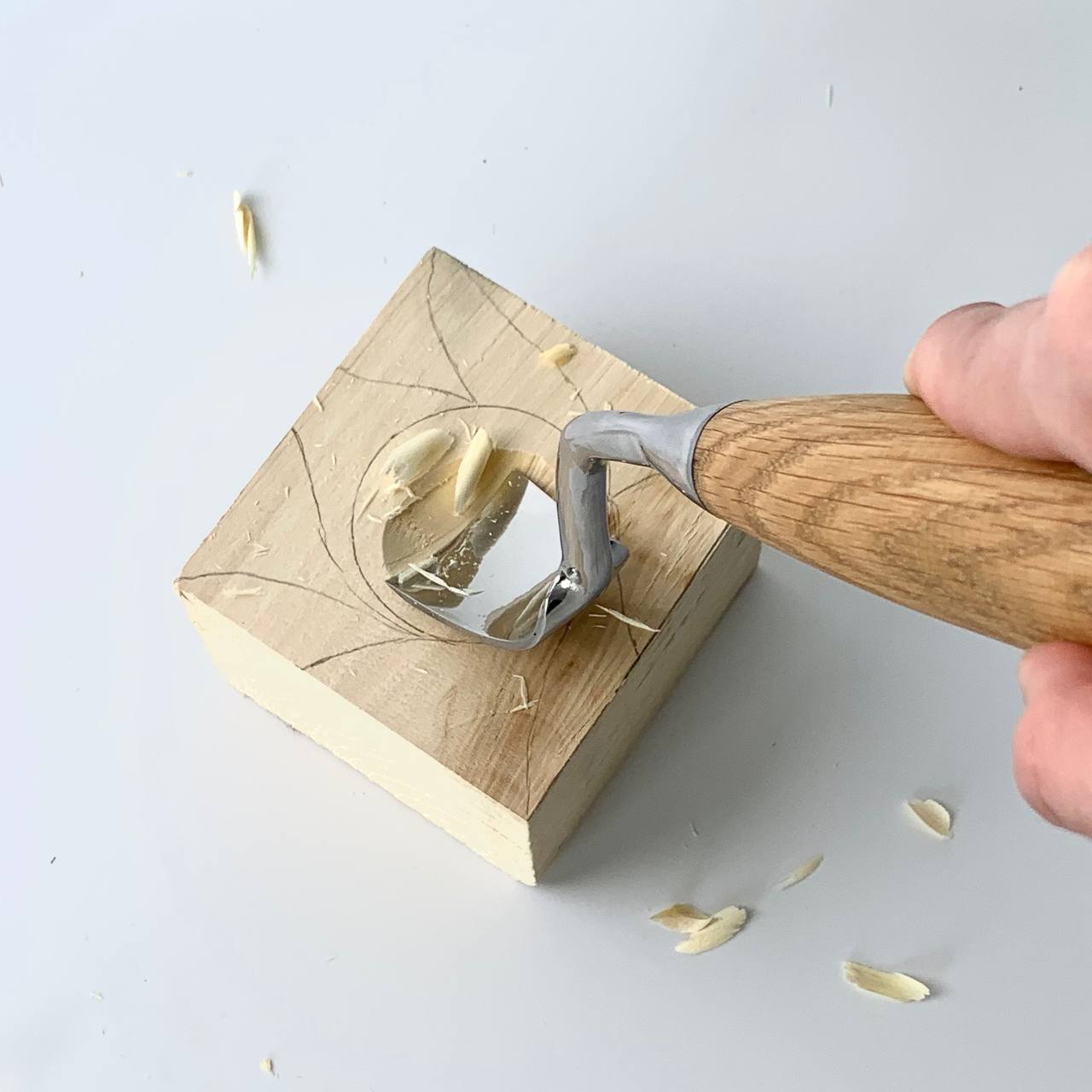 Large bent chisel for kuksa spoon cutting, STRYI Profi, Chisel for bowl, spoon, kuksa, cup, Tool for deep carving, Forged steel tool, STRYI bent gouge