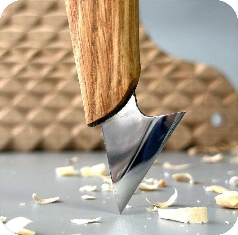 Wood carving knife 35mm STRYI Profi for relief and chip carving, Chip carving knife