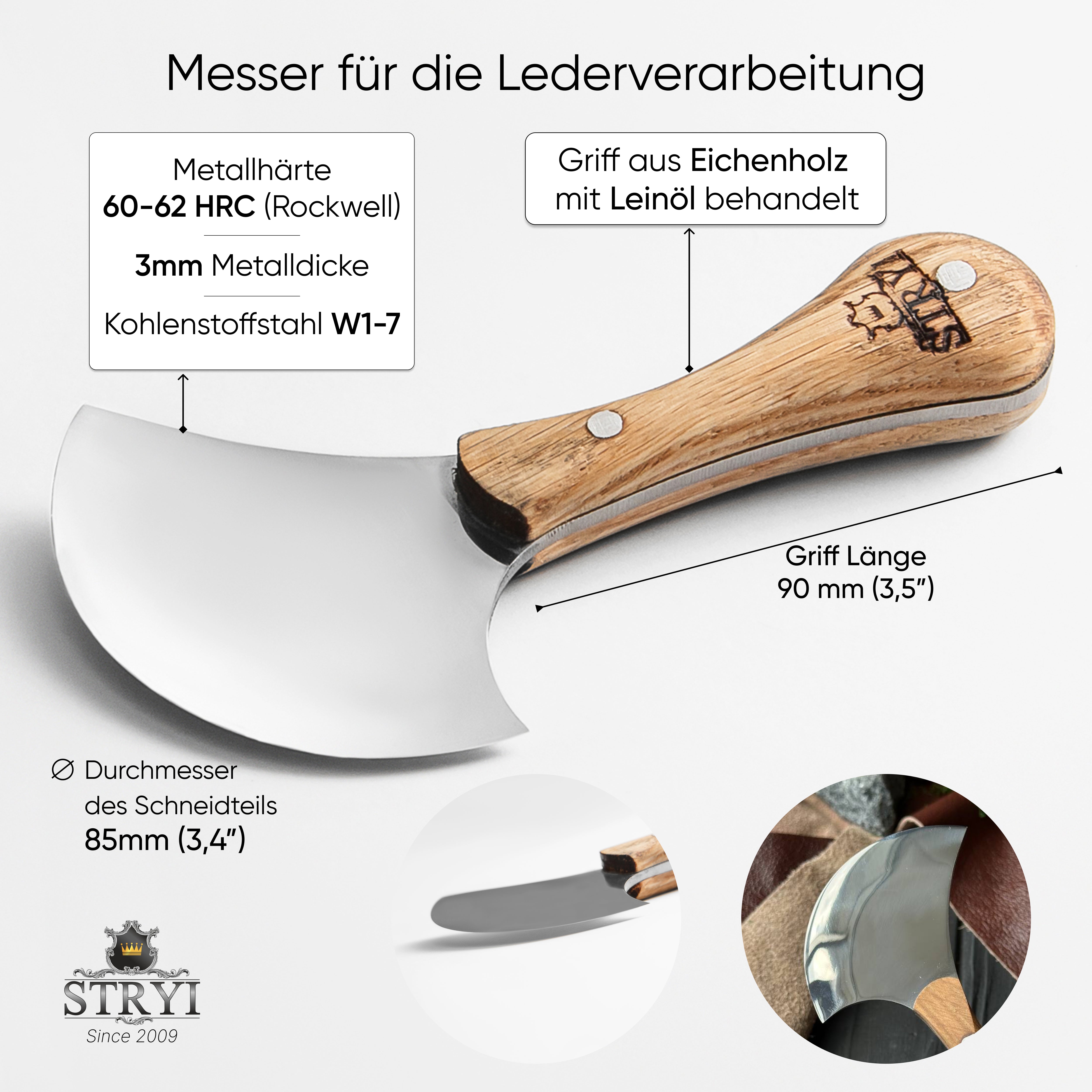 Premium-Kopfmesser für die Lederverarbeitung: STRYI Profi, Art. 181014