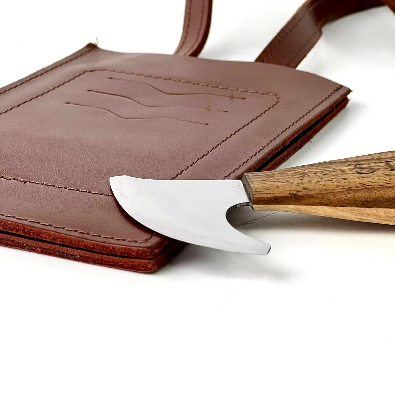 Unique Half Leather Blade Knife for Leatherworking STRYI Profi