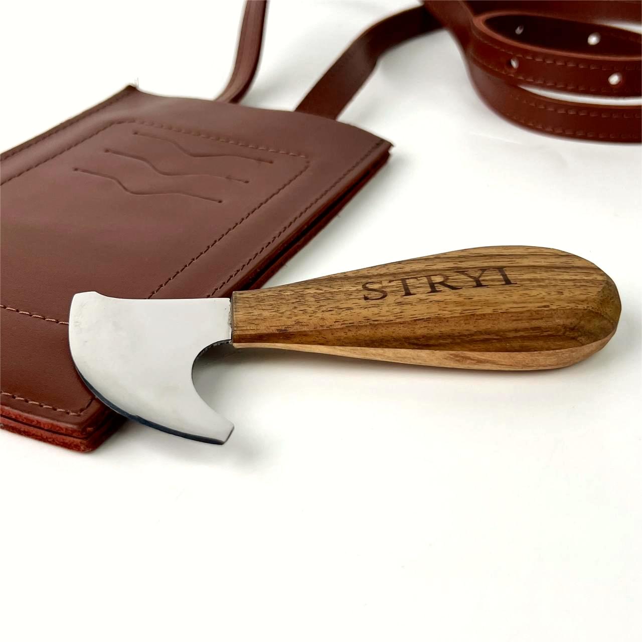 Unique Half Leather Blade Knife for Leatherworking STRYI Profi