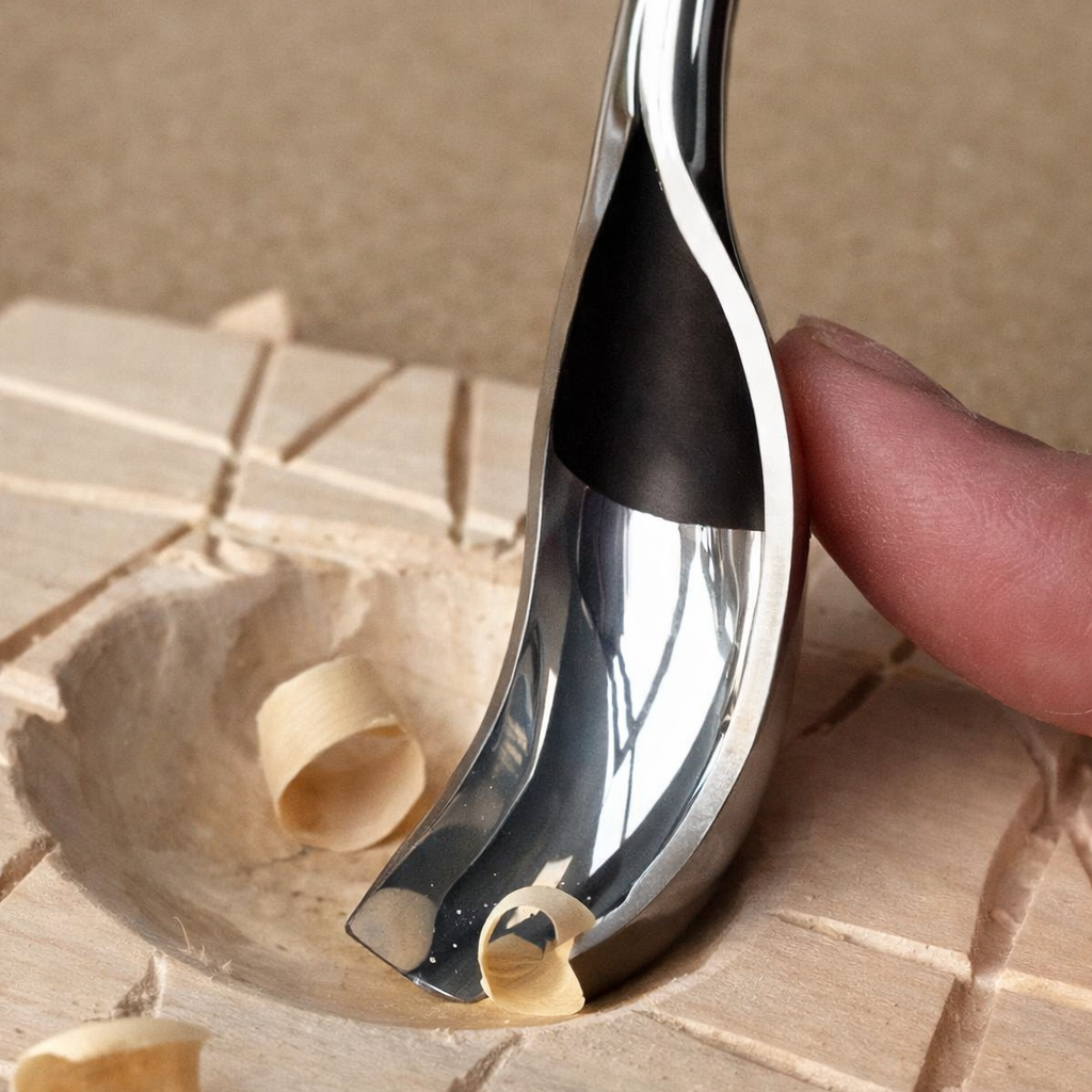 Short bent gouge 20mm, Spoon gouge STRYI Profi, Bowl carving tool