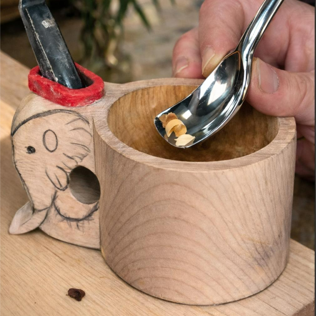 Short bent gouge 20mm, Spoon gouge STRYI Profi, Bowl carving tool