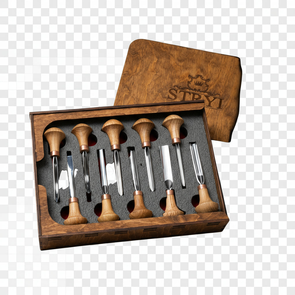 Palm carving tools set of 10 pcs, Gravers and burins STRYI Profi, Gift ready
