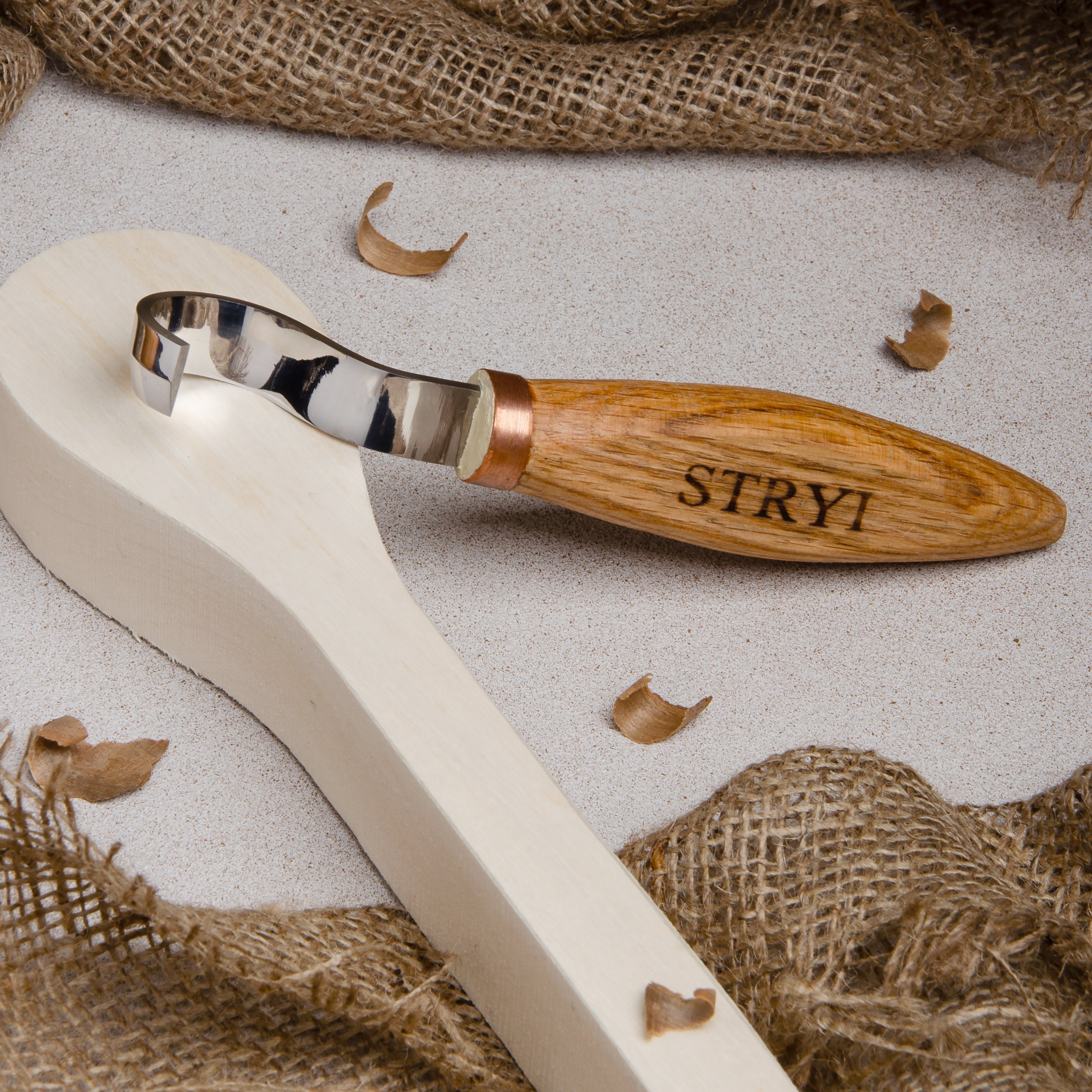 Spoon hook knife 30mm STRYI Profi bowl and Kuksa carving, Hook knife, Spoon knife. Curved knife