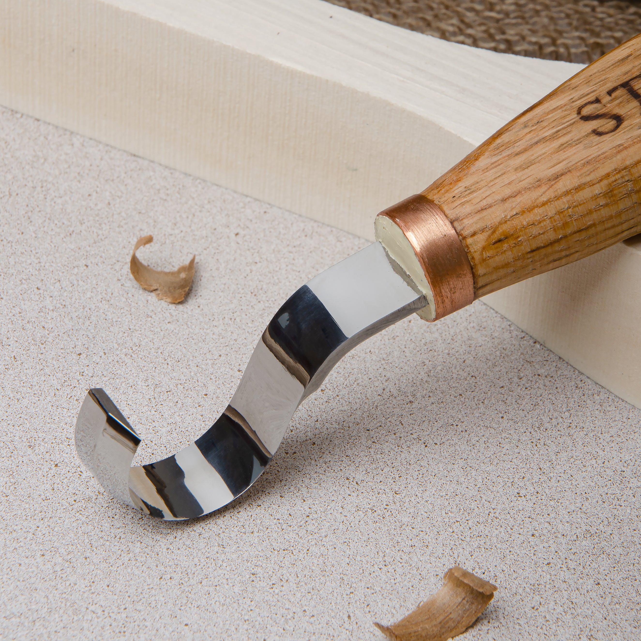 Spoon hook knife 30mm STRYI Profi bowl and Kuksa carving, Hook knife, Spoon knife. Curved knife