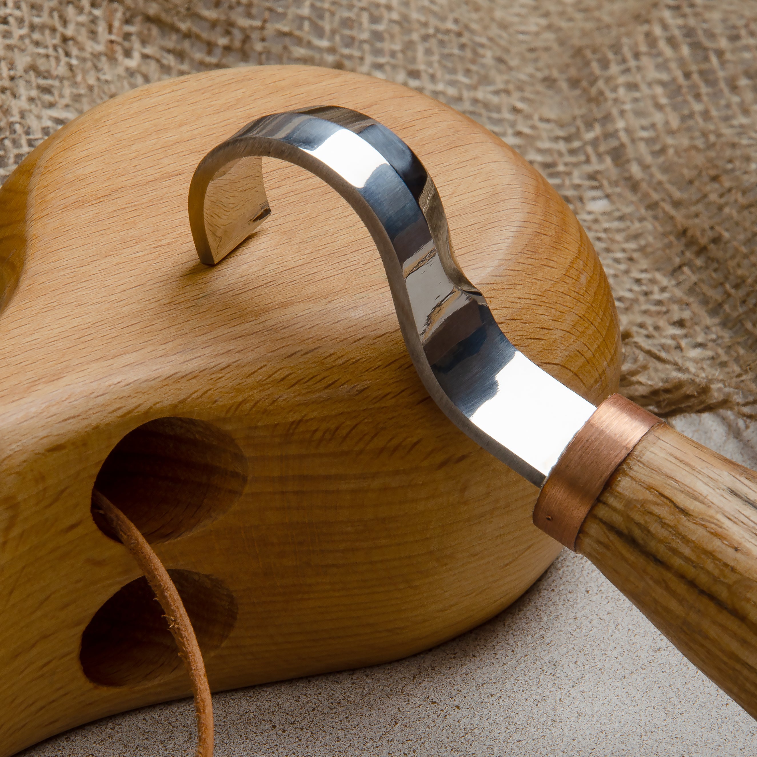 Spoon hook knife 30mm STRYI Profi bowl and Kuksa carving, Hook knife, Spoon knife. Curved knife