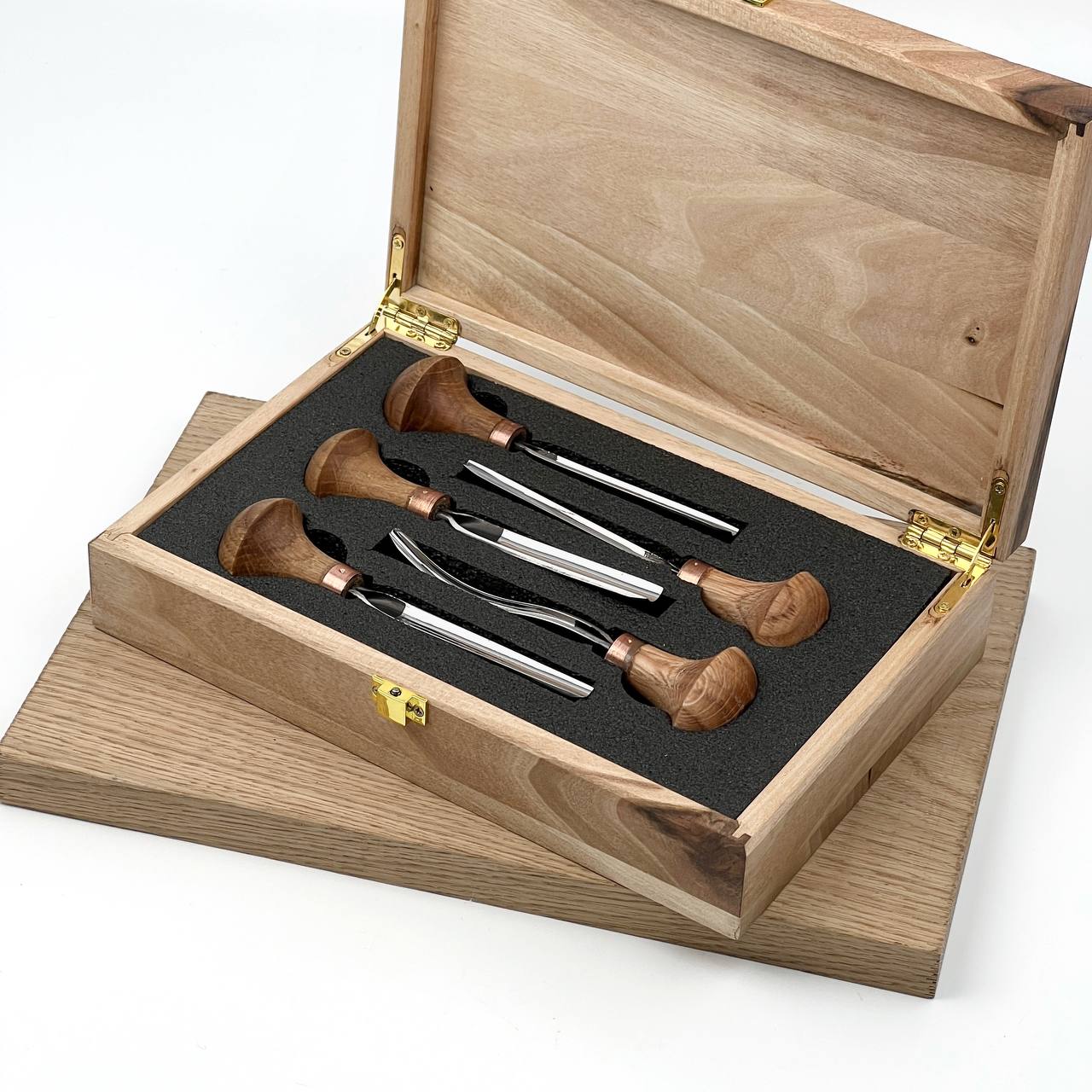 Detailed relief carving set of 5 palm tools STRYI Profi, Toolset for Linocuttting, Whittling figurines in Deluxe gift box
