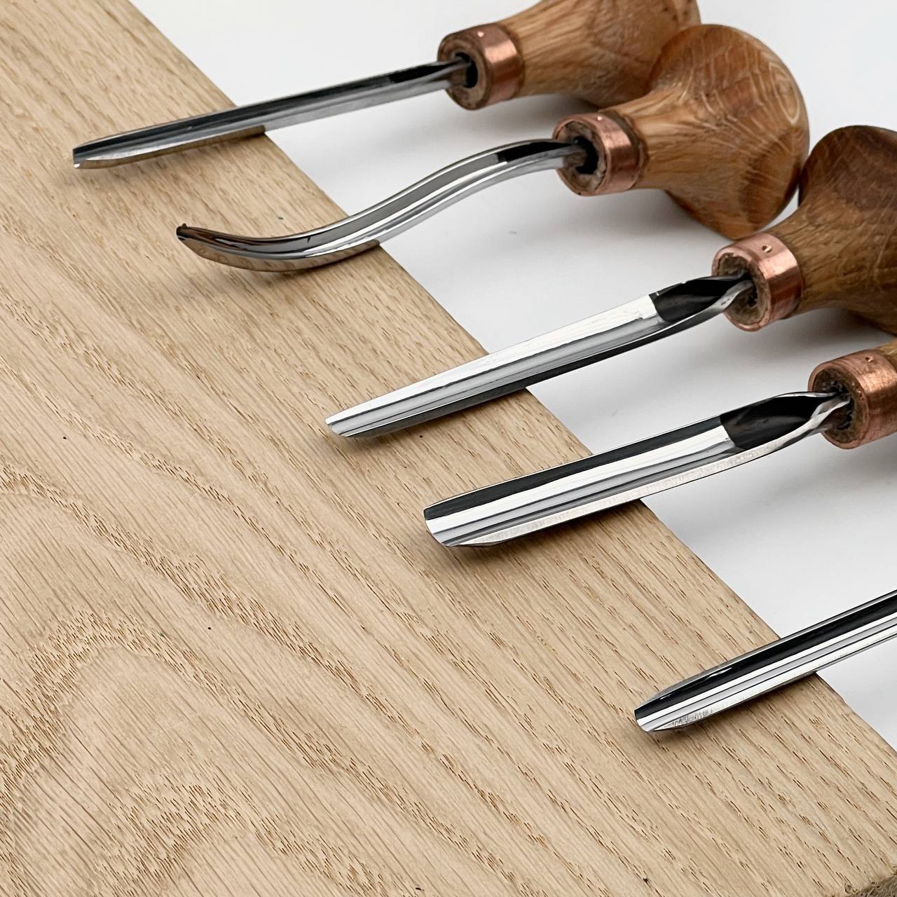 Detailed relief carving set of 5 palm tools STRYI Profi, Toolset for Linocuttting, Whittling figurines in Deluxe gift box