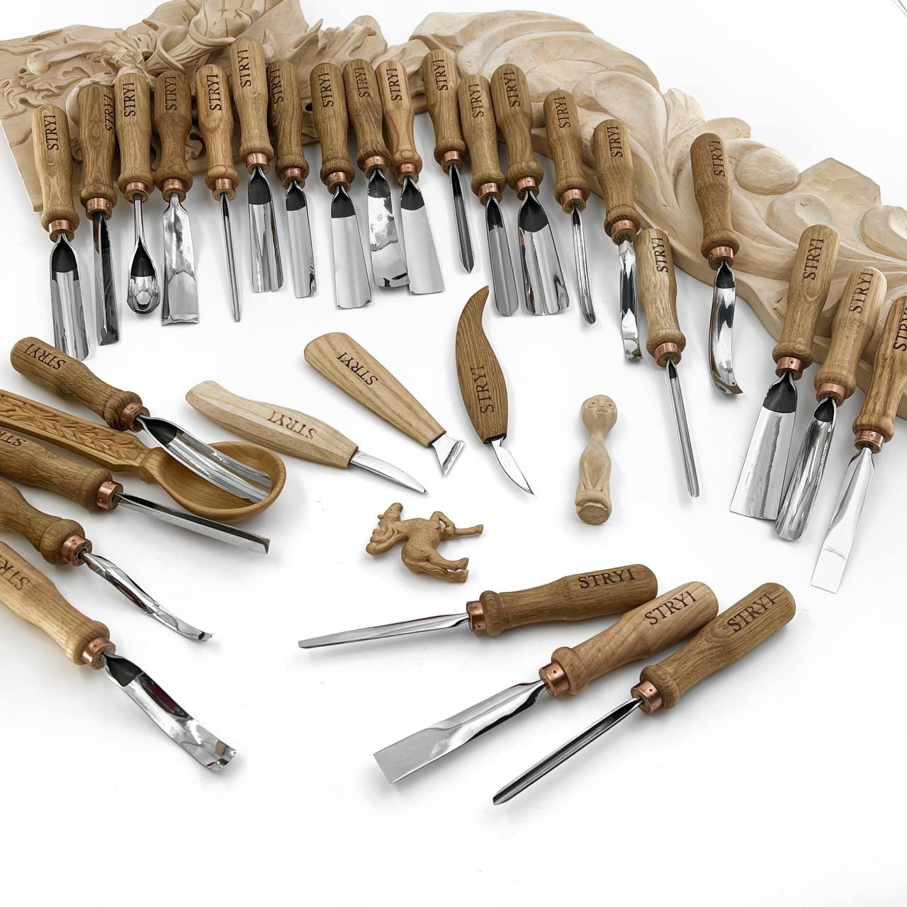 Woodcarving tools set 30pcs STRYI Profi, Gouges set, Chisels set, Woodworking tools