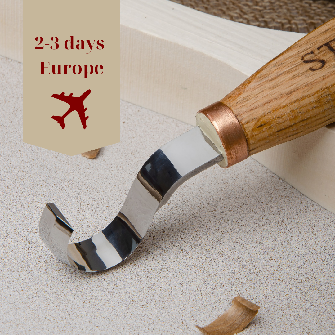 Spoon hook knife 30mm STRYI Profi bowl and Kuksa carving, Hook knife, Spoon knife. Curved knife