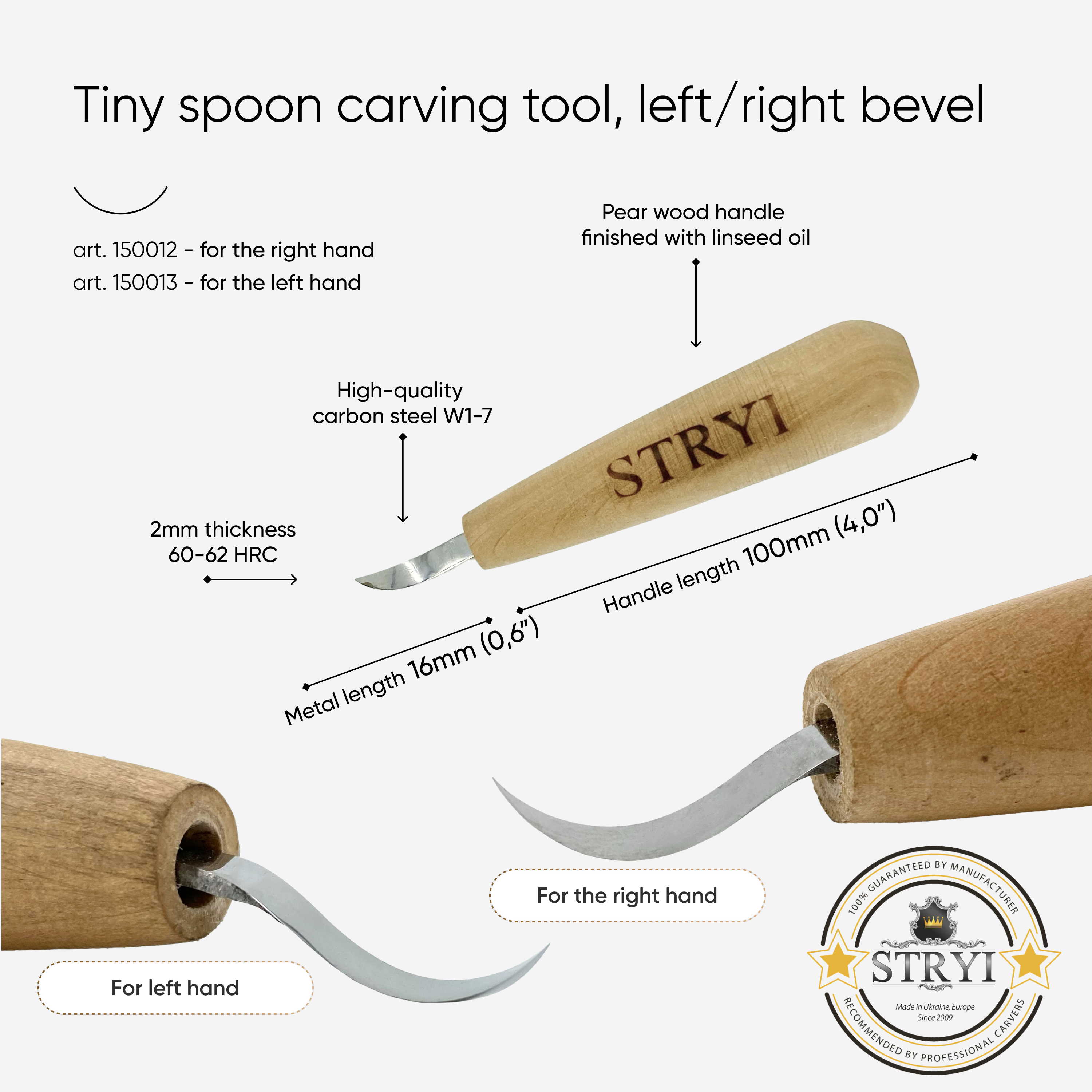 Tiny Carving Hook knife mini STRYI Profi, Detailed carving figurines
