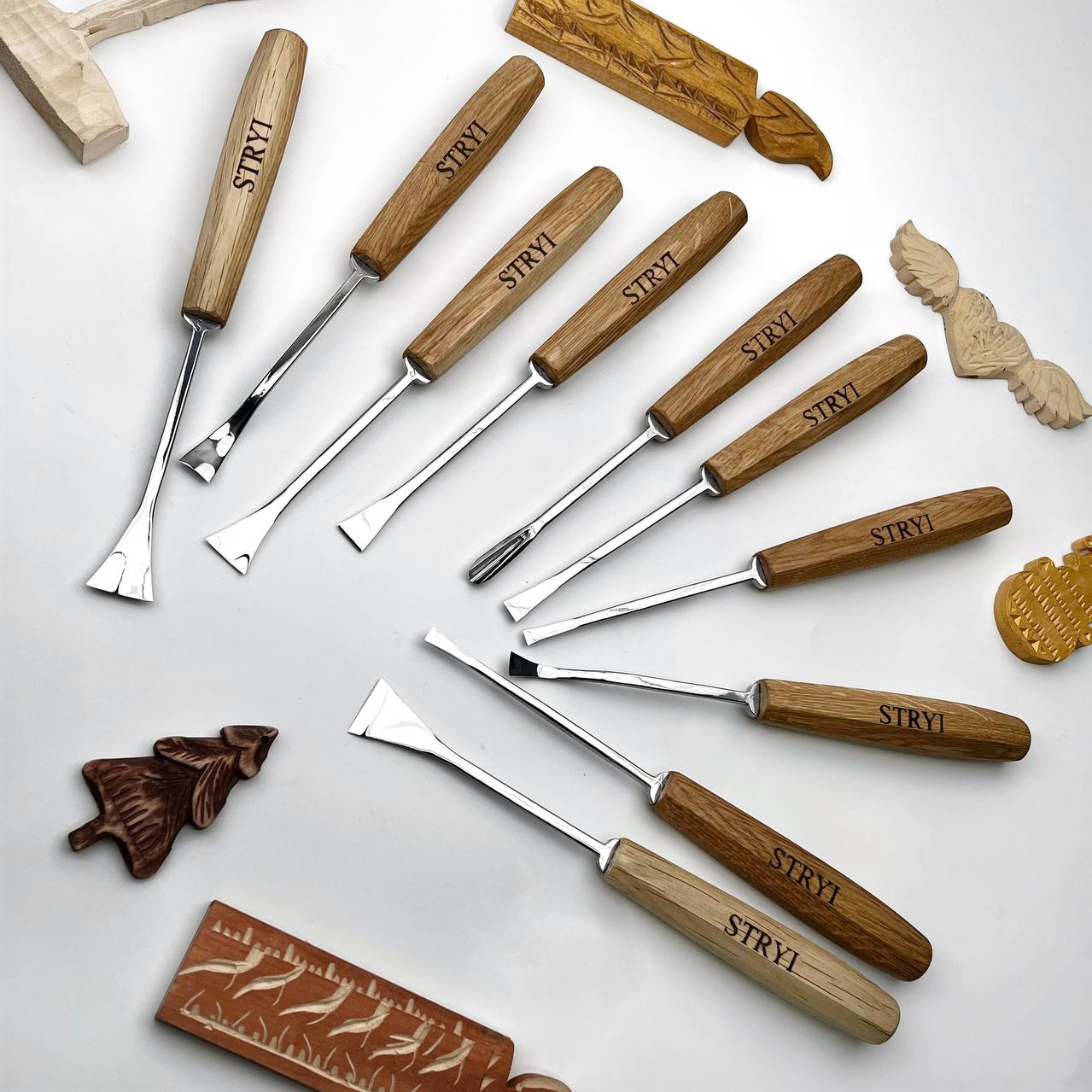 Fishtail Gouges set STRYI MAESTRO, Detailing Chisels set, Relief carving