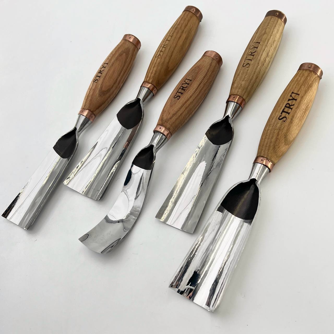 Sculpture tools set STRYI Profi 5pcs, Wood carving kit of Heavy-duty chisels, Sculpture gouges, Forged hand tools for Sculpting woodworking