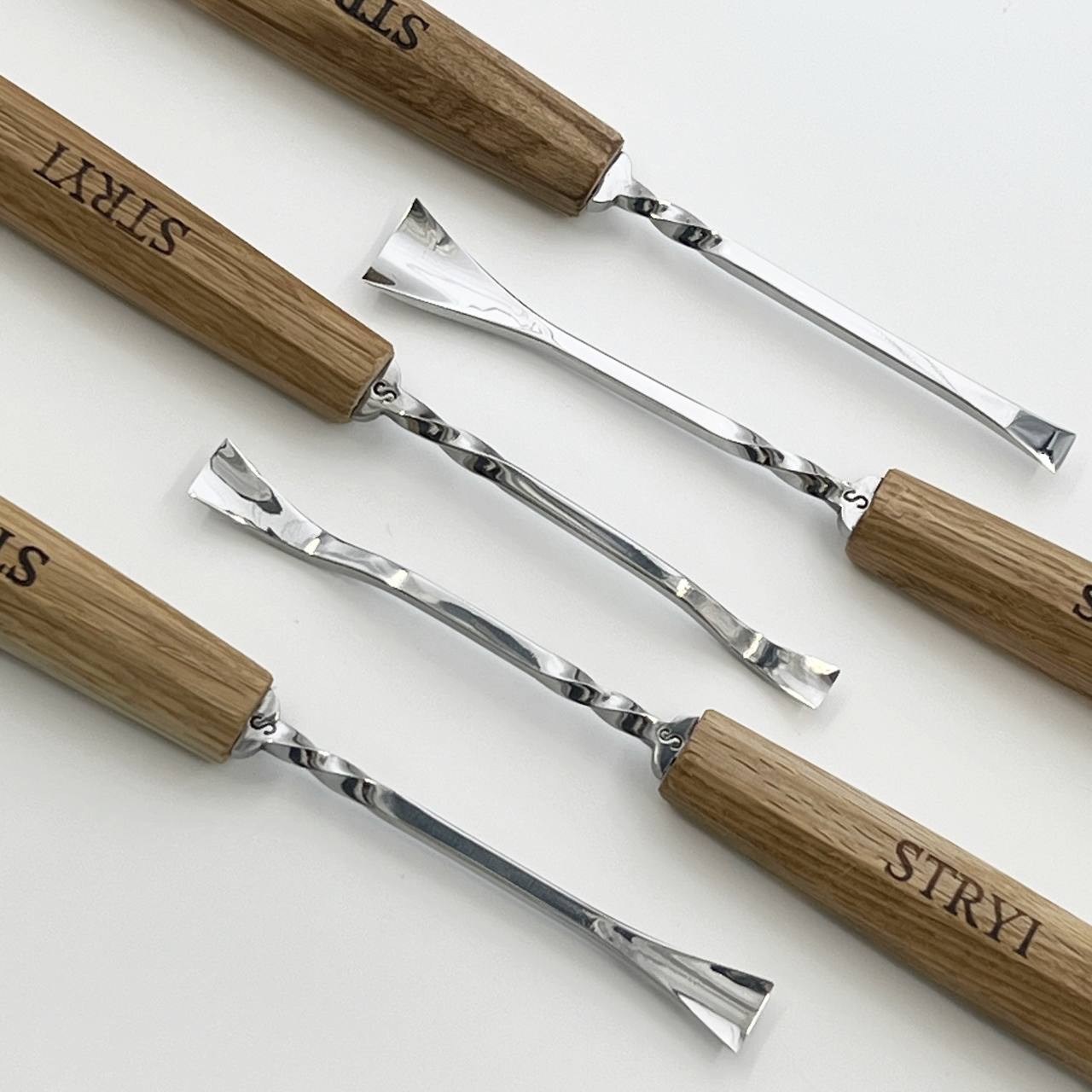 Fishtail Gouges set STRYI MAESTRO, Detailing Chisels set, Relief carving