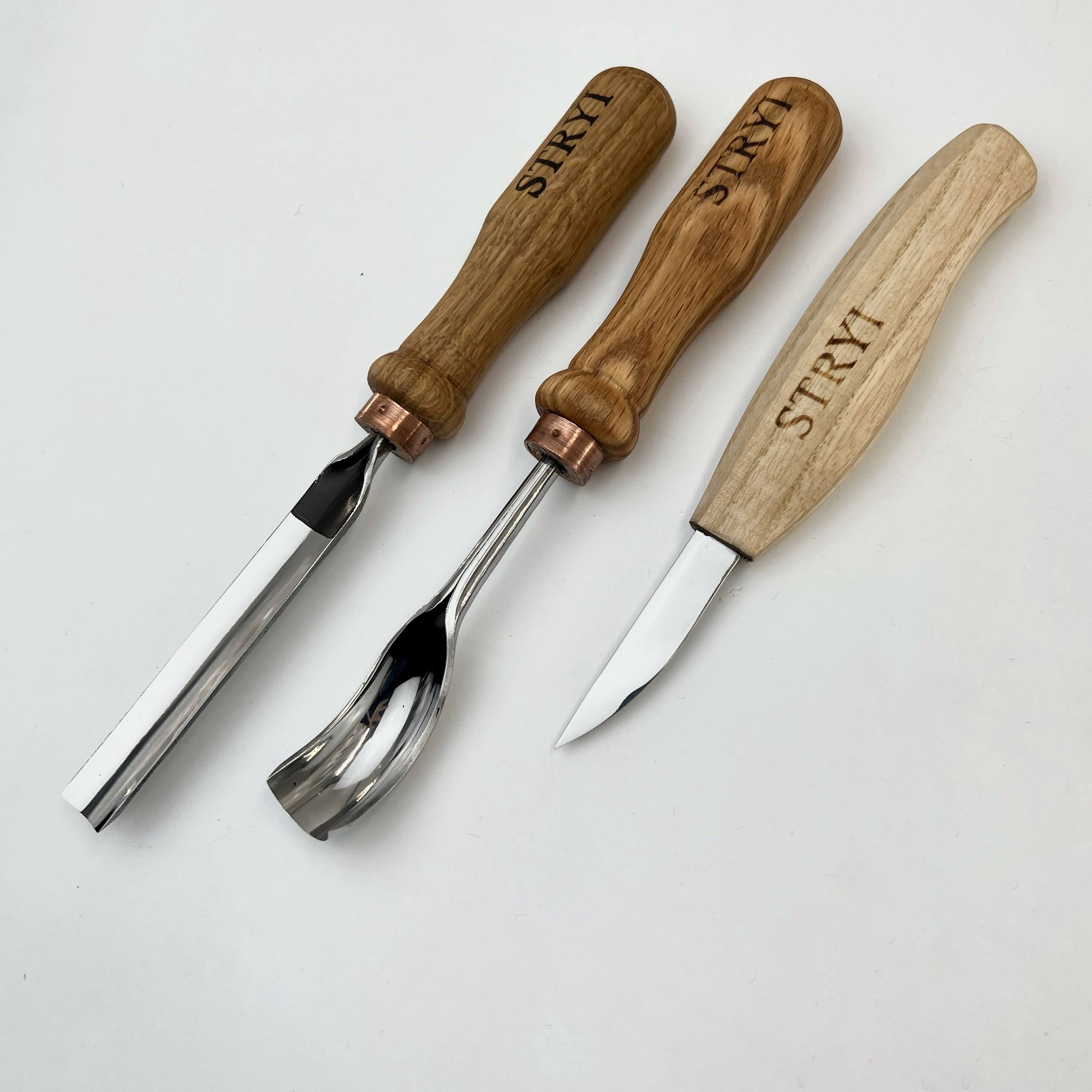 Kuksa, Spoon and cup Carving tools set 3pcs, STRYI Profi, Bowl gouge, Kuksa carving, Spoon making
