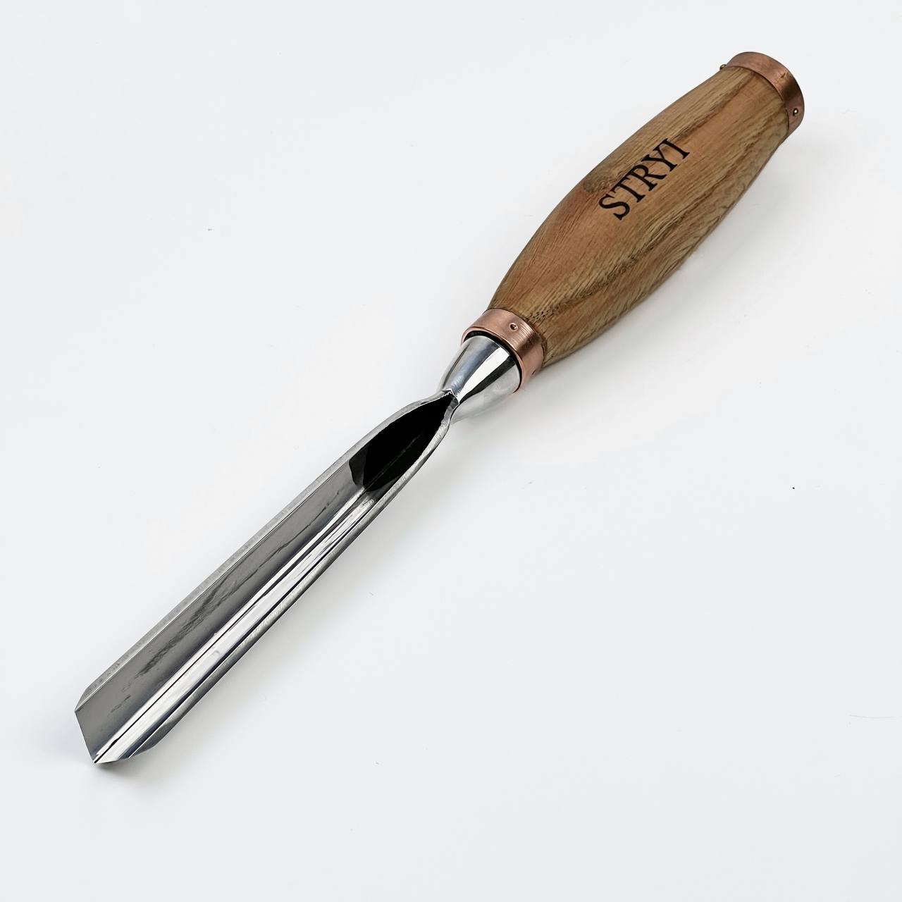 Large sculpture chisel, V-tool 60 degrees 15mm, Heavy-duty gouge STRYI Profi, Wood carving chisel