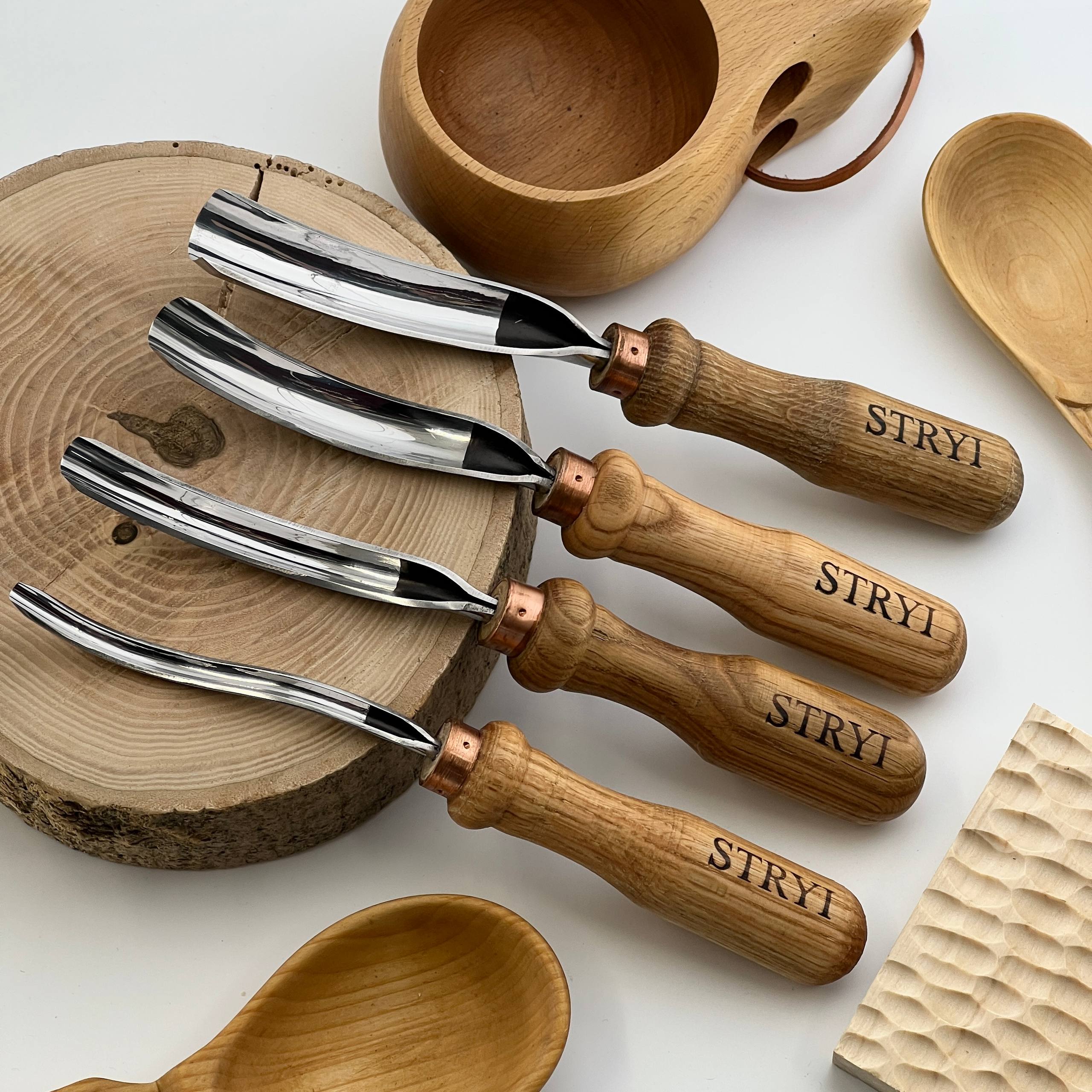 Gouge long bent chisel, #9 profile, woodcarving tools STRYI Profi