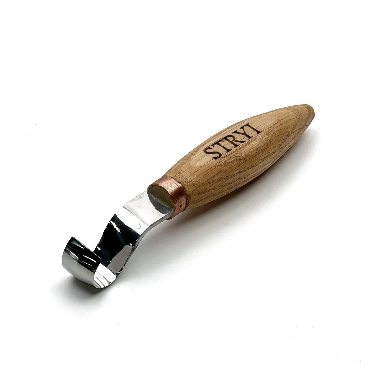 Löffelschale und Kuksa Schnitzhakenmesser 20mm STRYI Profi, Hakenmesser, Löffelschnitzwerkzeug