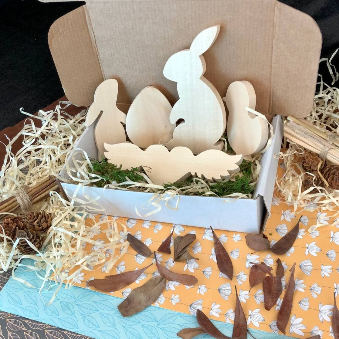 Blanks' set for handmade Easter decor, carving Easter decor items, blanks for creativity, making wooden toys