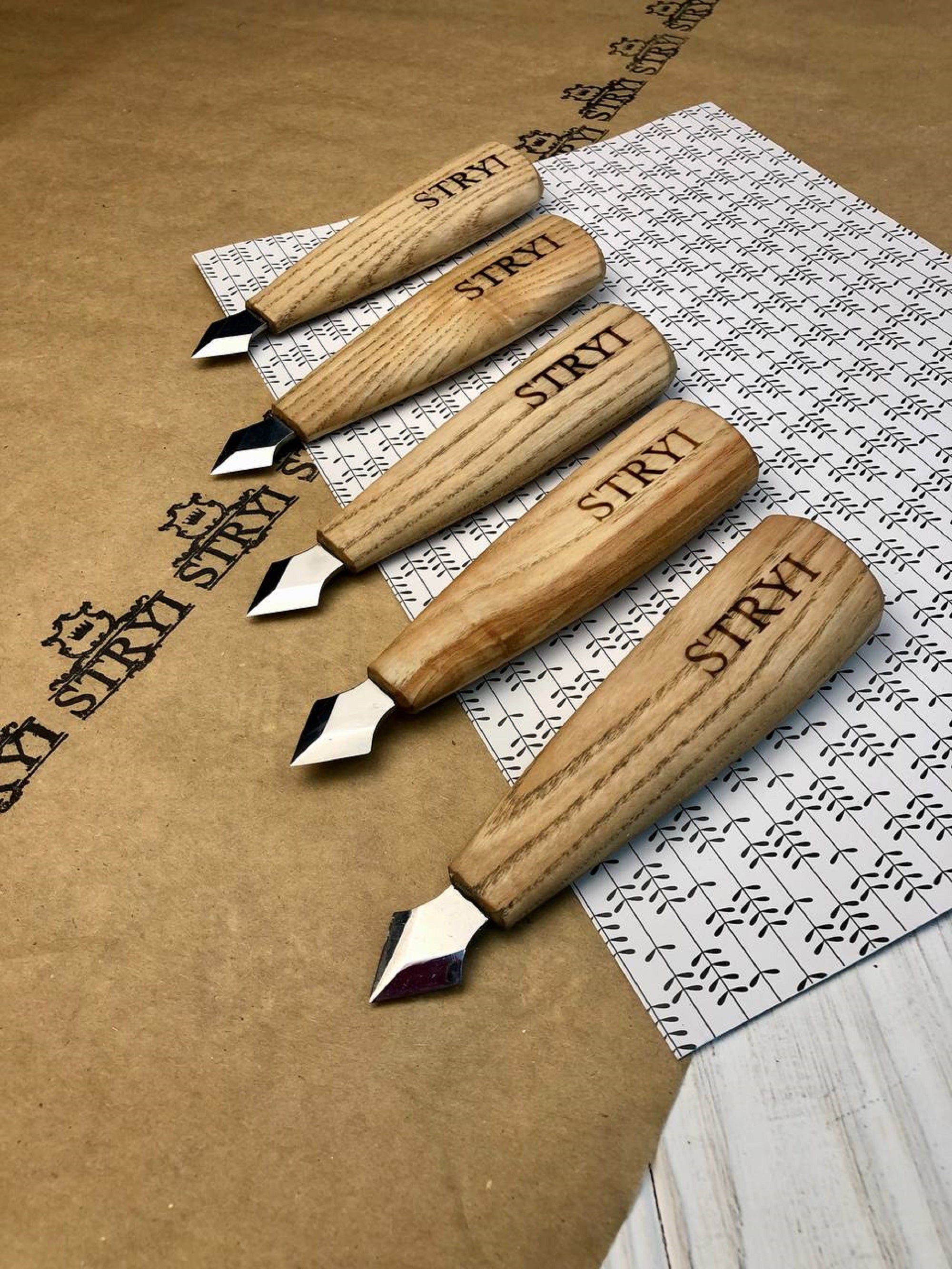 Wood carving knife STRYI Profi, Arrow-shaped, Marking knife, Carpentry knife, Gift for father