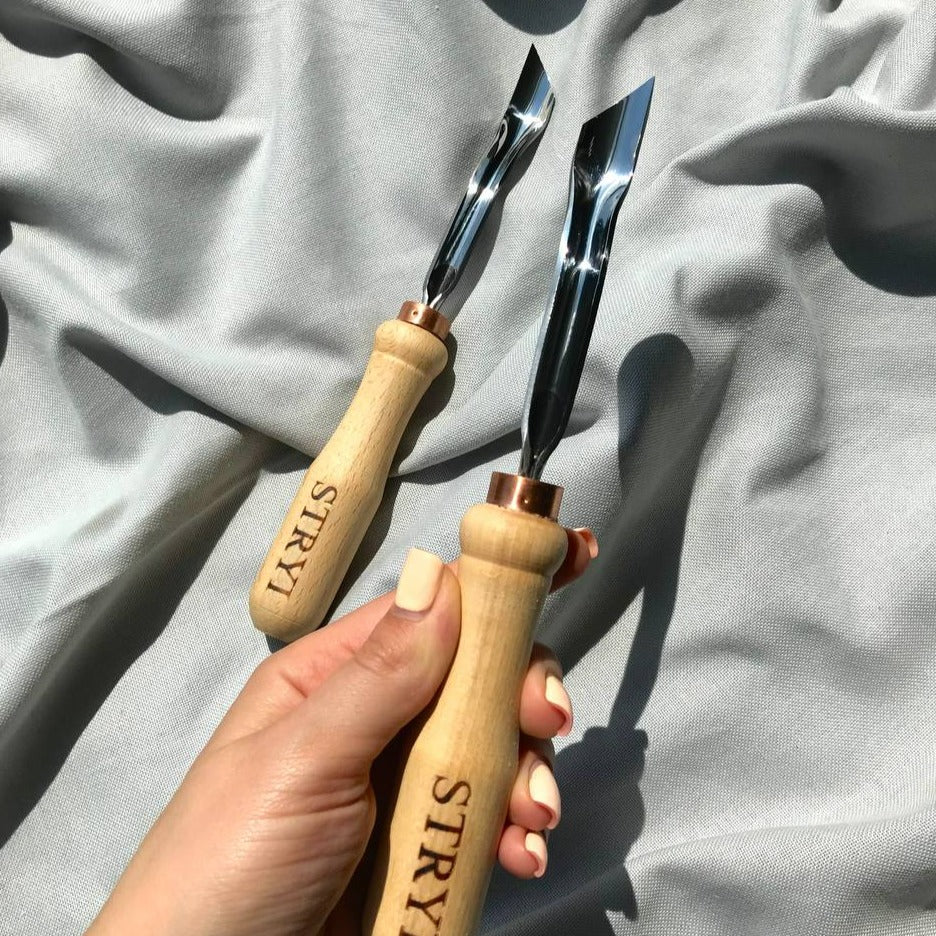 Bent Gouge skewed STRYI Profi, 8 profile, woodcarving tools from producer STRYI