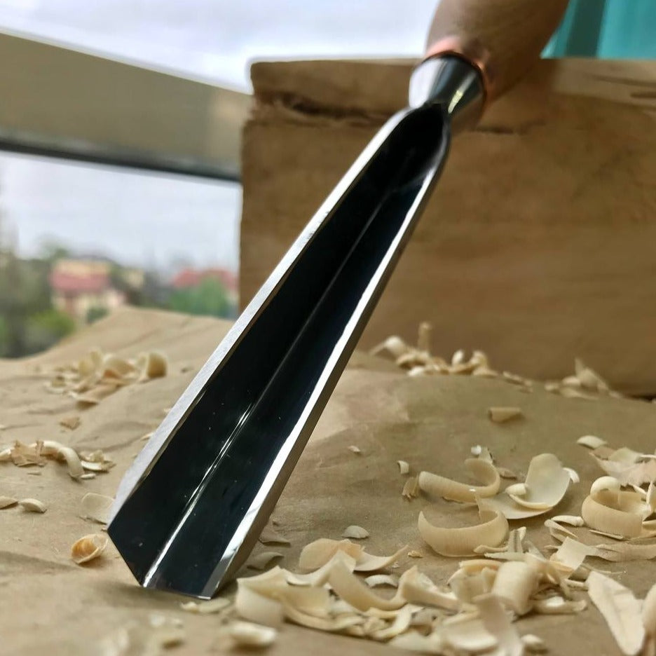 Großer Bildhauermeißel, Geißfuß 90 Grad, Hochleistungs-Hohleisen STRYI Profi, Geißfußmeißel, Tischlerwerkzeug, Möbelbau