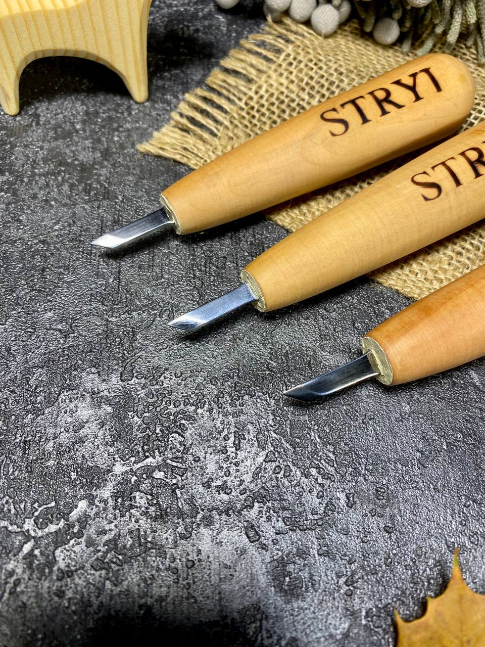 Cuchillo torcido para tallado detallado STRYI Profi, bisturí para trabajar la madera nuevo