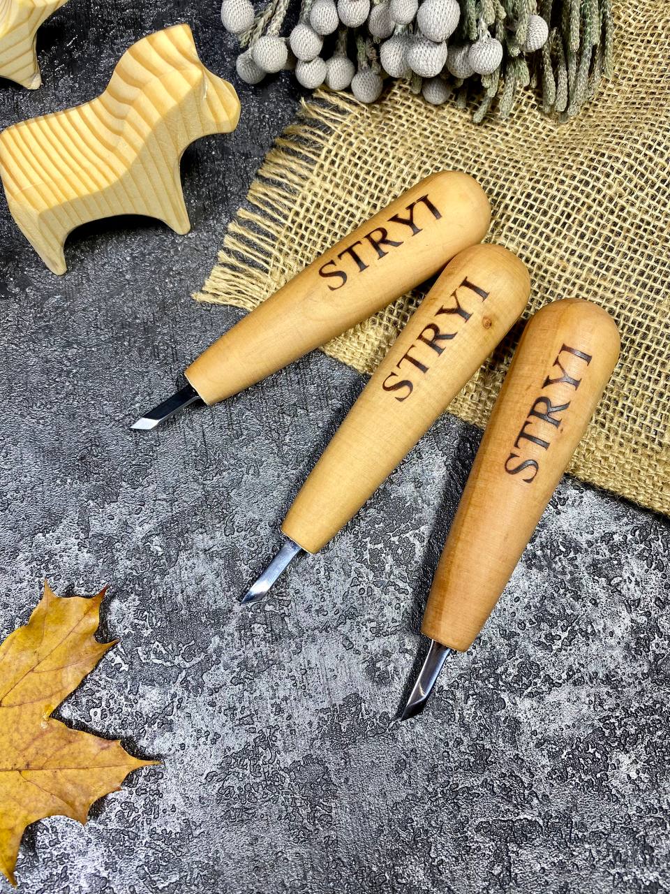 Cuchillo torcido para tallado detallado STRYI Profi, bisturí para trabajar la madera nuevo
