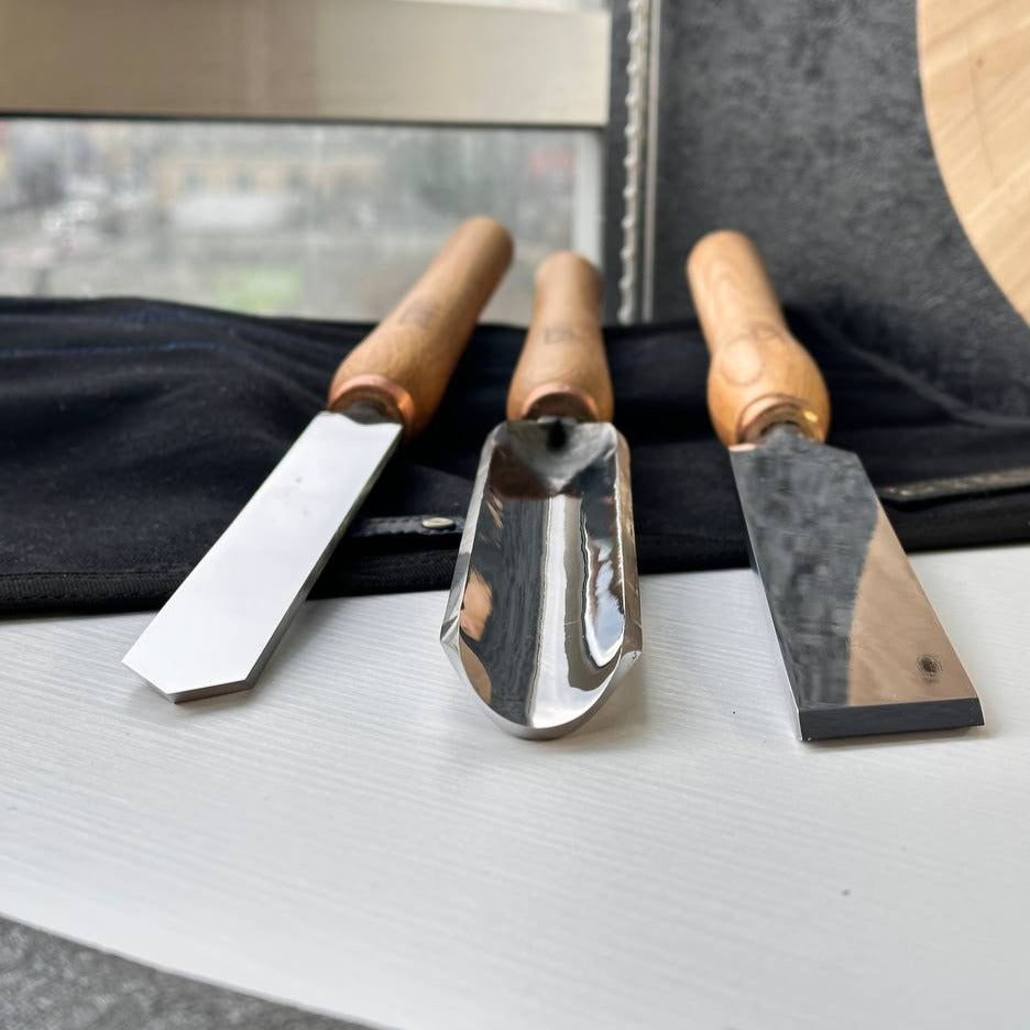 Juego de herramientas para tornear madera STRYI Profi 3 piezas, juego de herramientas de torno