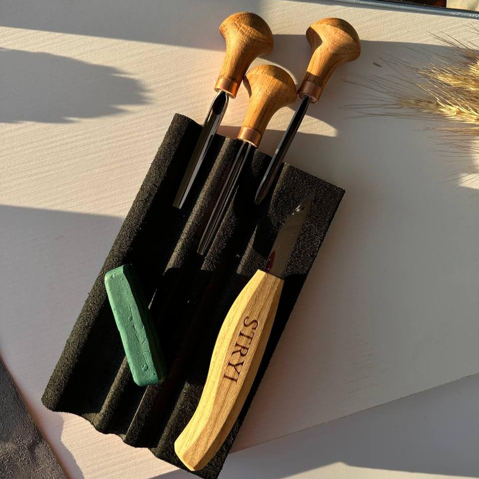 Profilleder-Streichriemen 20 cm zum Schärfen, Polieren und Finishen von Messern, Meißeln und Hohleisen