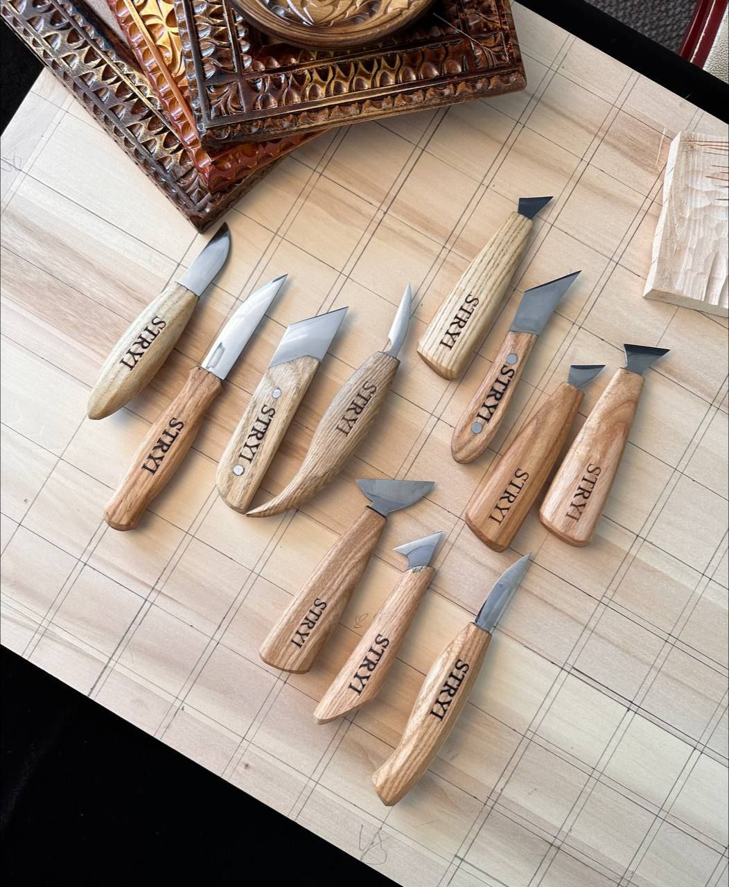 Woodcarving Knives set STRYI Profi of 8pcs for woodcarver, Carving kit, Carving Knives