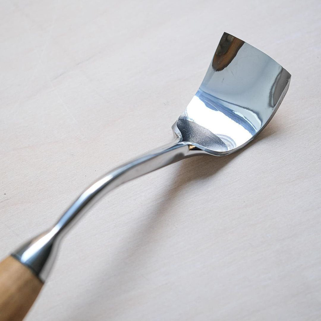 Large bent chisel for kuksa spoon cutting, STRYI Profi, Chisel for bowl, spoon, kuksa, cup, Tool for deep carving, Forged steel tool, STRYI bent gouge