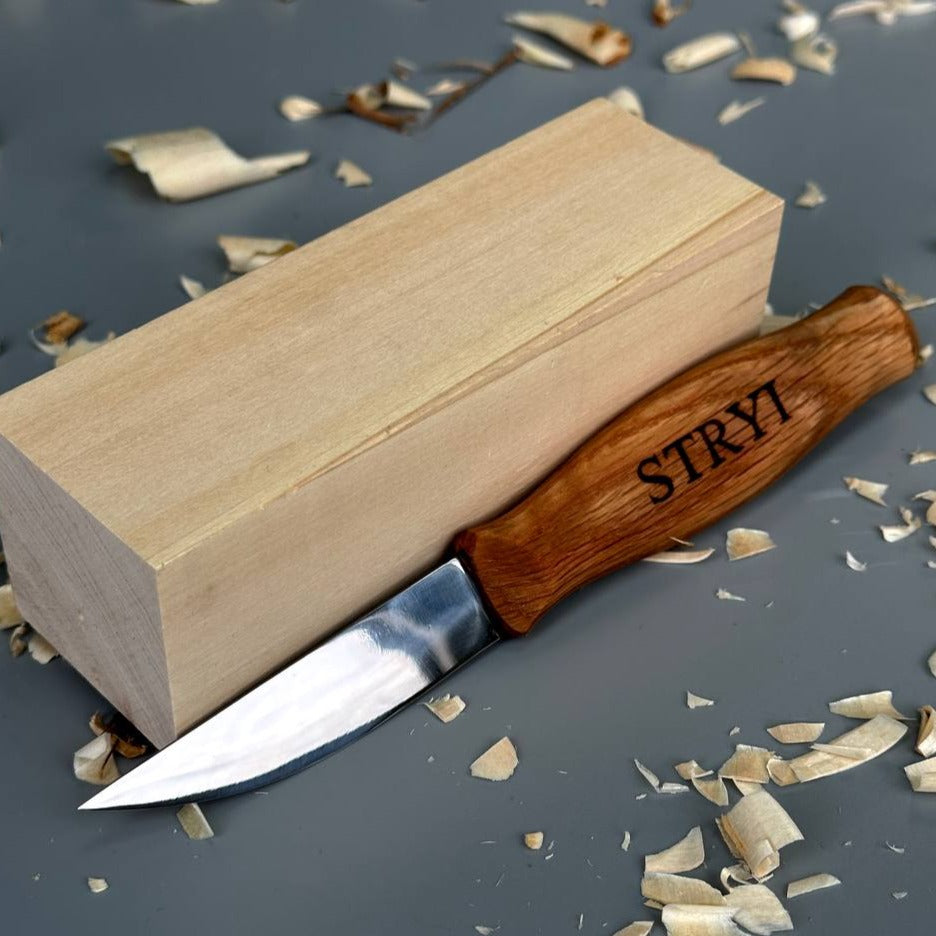 Cuchillo de escultura STRYI Profi para tallar madera 80mm