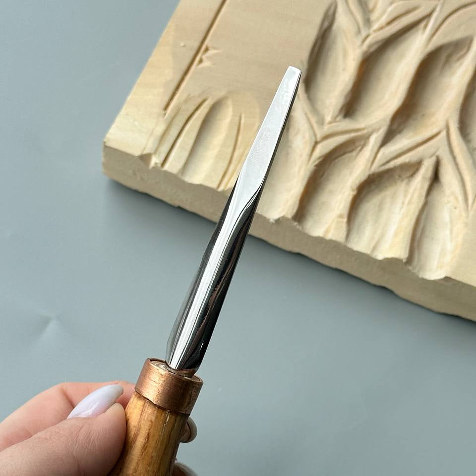 Palm carving tool STRYI Profi #1, Linocuttung tool, Engraving chisel, Flat carving chisel