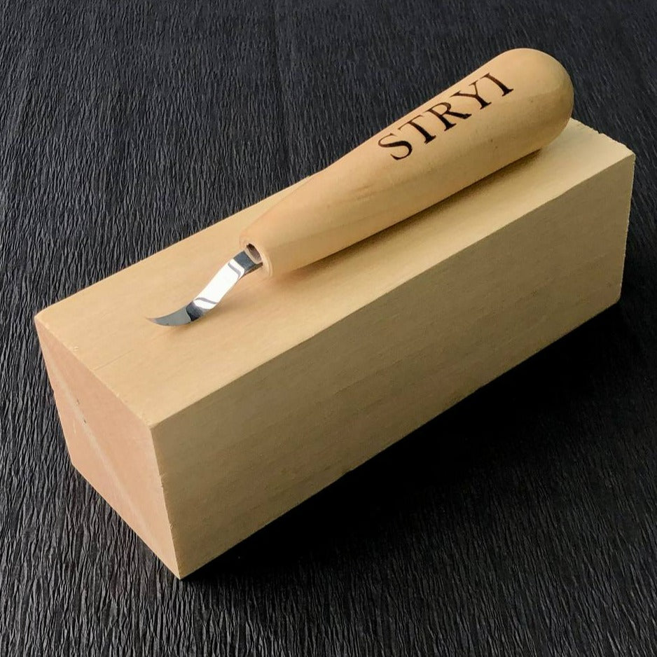 Kleines Schnitzhakenmesser Mini STRYI Profi, Detaillierte Schnitzfiguren