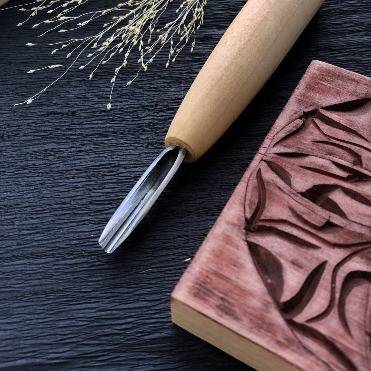 Skew-beveled short gouge STRYI-AY Chip carving gouge Standart