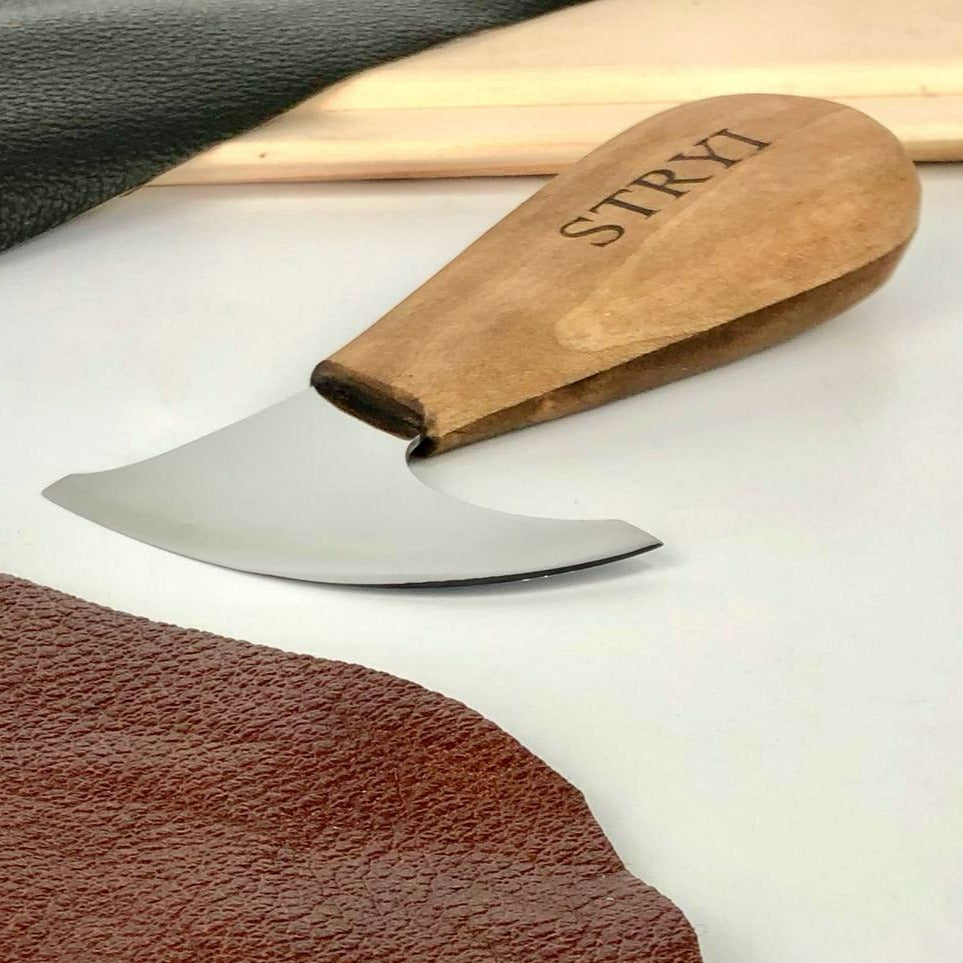 Unique Half Leather Blade Knife for Leatherworking STRYI Profi