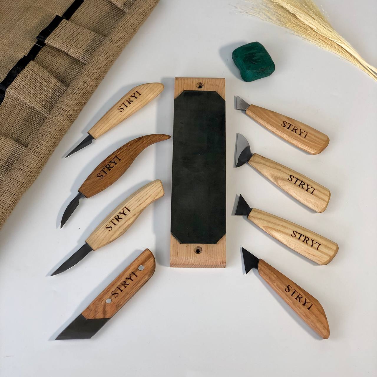 Woodcarving Knives set STRYI Profi of 8pcs for woodcarver, Carving kit, Carving Knives