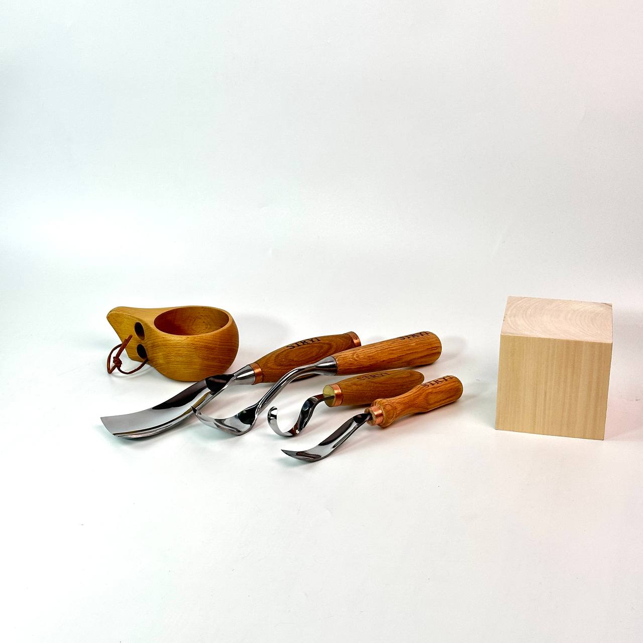 Bowl carving kit 4 pcs STRYI Profi, Spoon carving tools, Gift for men