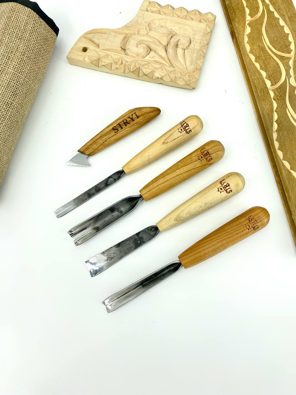 Wood carving kit for relief carving 5pcs
